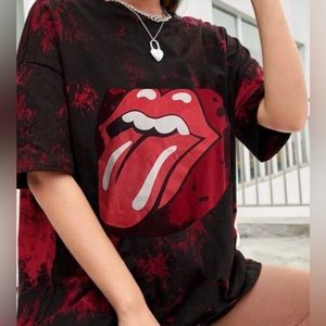 The Rolling Stones Red Tie Dye Band Tee Sz XL